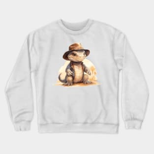 Komodo Dragon Wearing a Cowboy Hat Crewneck Sweatshirt